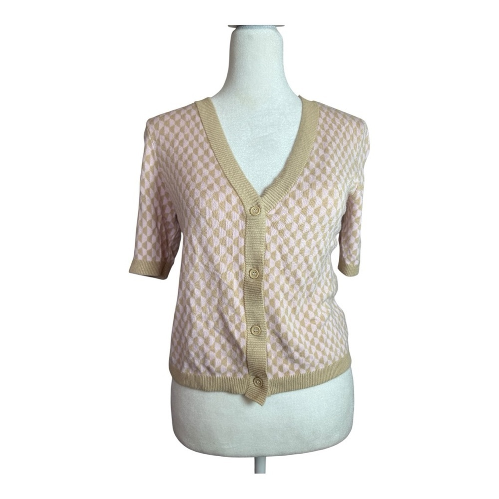 Awake by Vero Moda Y2K Preppy Short Sleeve Cardigan Small
